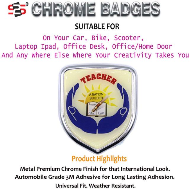 S2S 3D Chrome Sticker Emblem Badge Logo For Cars & Bikes (Teacher) - Stumbit Education